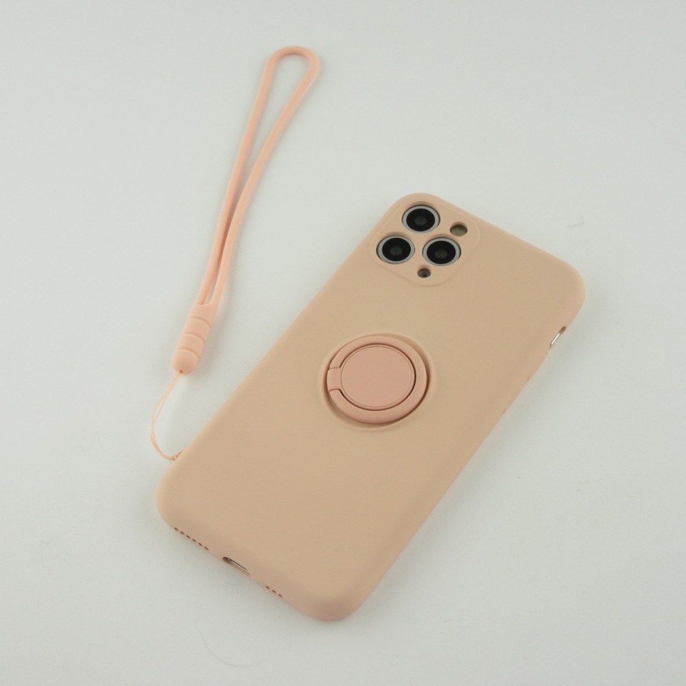 Coque iPhone 11 Pro - Soft Touch avec anneau - Rose