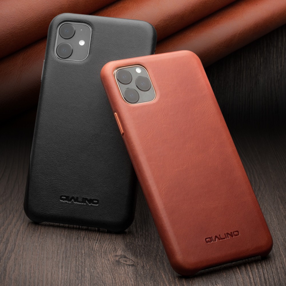 Hülle iPhone 11 Pro Max - Qialino Echtleder - Braun
