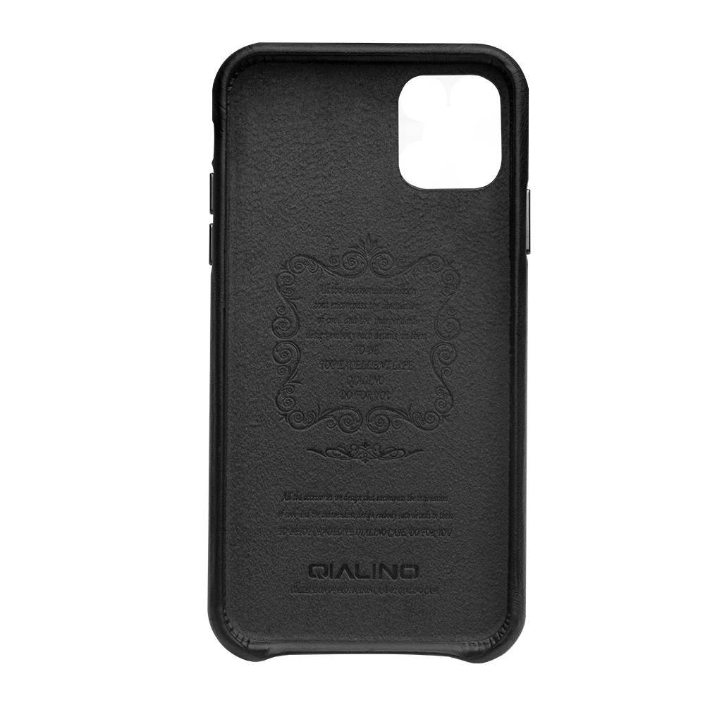 Coque iPhone 11 Pro Max - Qialino cuir véritable - Noir