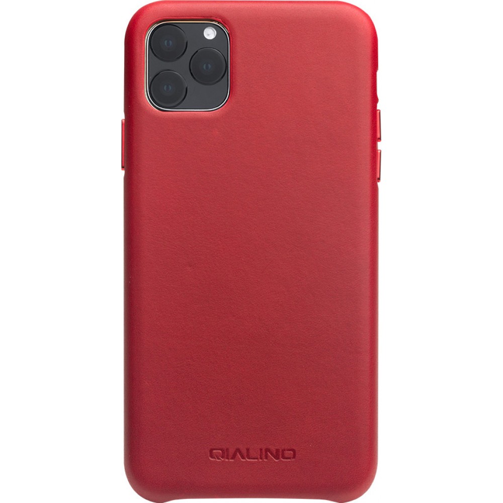 Coque iPhone 11 Pro Max - Qialino cuir véritable - Rouge