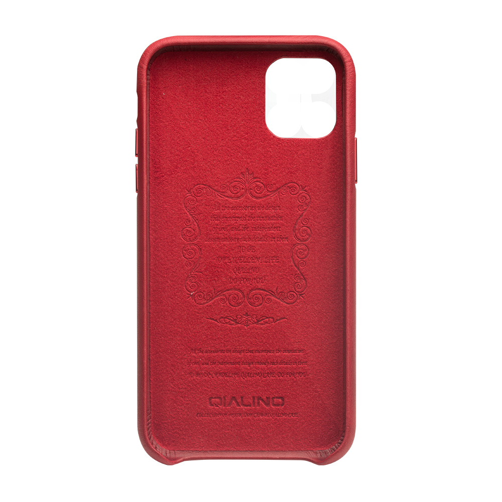 Coque iPhone 11 Pro Max - Qialino cuir véritable - Rouge