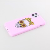 Coque iPhone 11 Pro Max - Silicone Mat Skull flowers - Rose