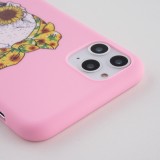 Hülle iPhone 11 Pro - Silikonmatte Skull flowers - Rosa