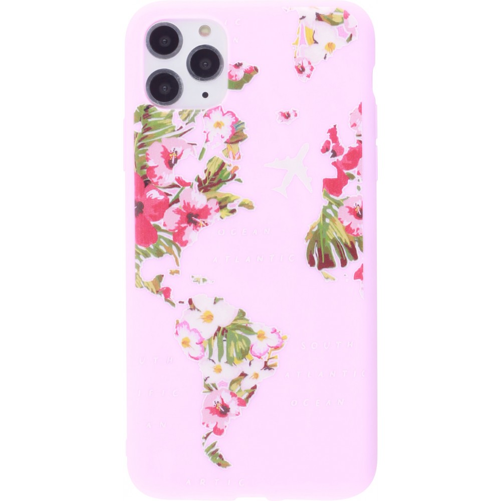 Coque iPhone 12 Pro Max - Silicone Mat Travel flowers