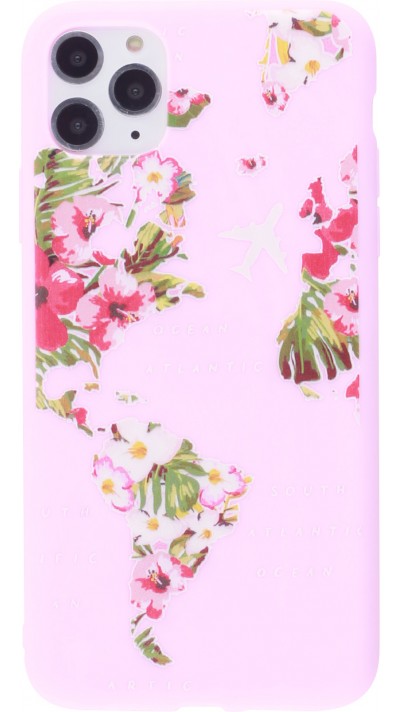 Coque iPhone 11 Pro Max - Silicone Mat Travel flowers