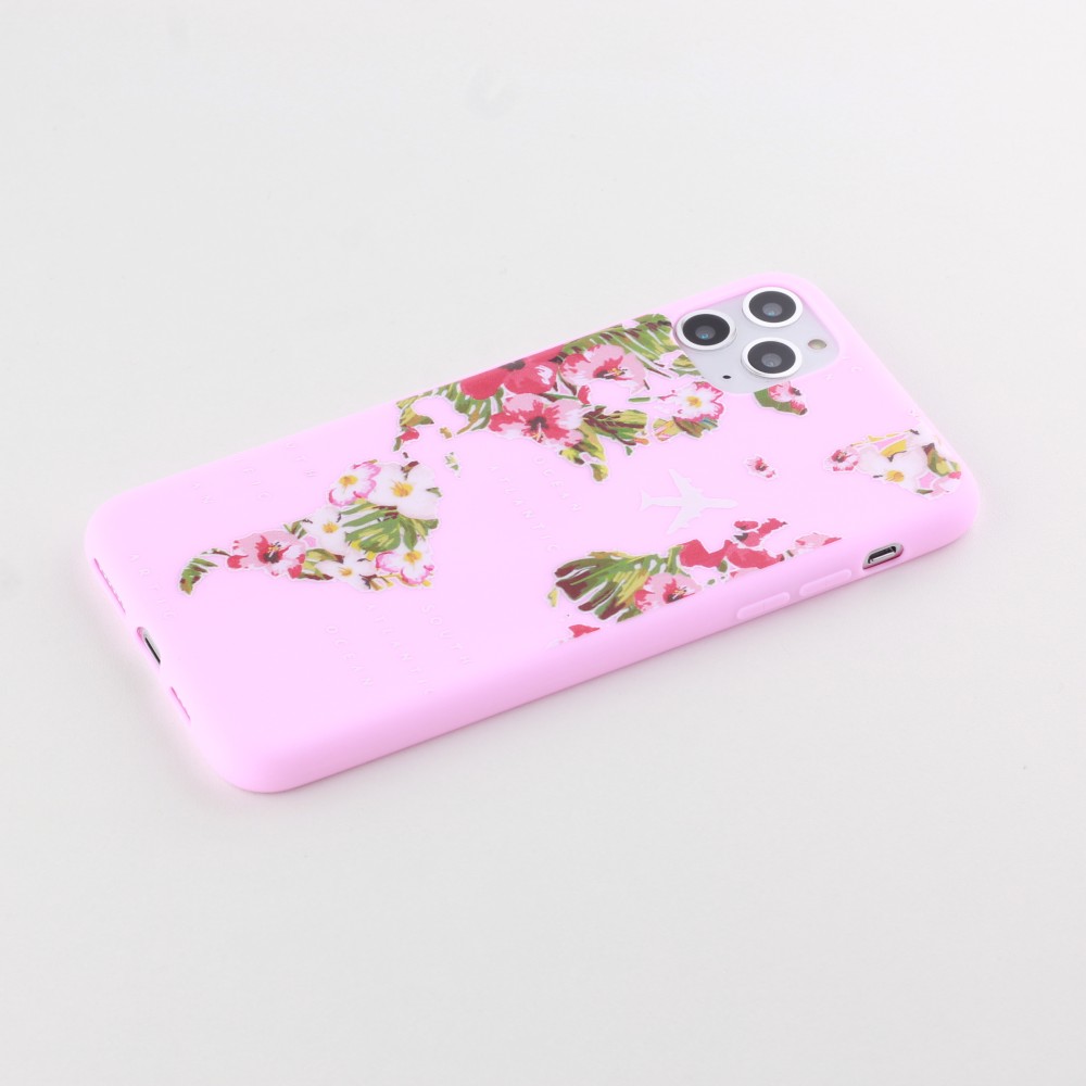 Coque iPhone 12 Pro Max - Silicone Mat Travel flowers