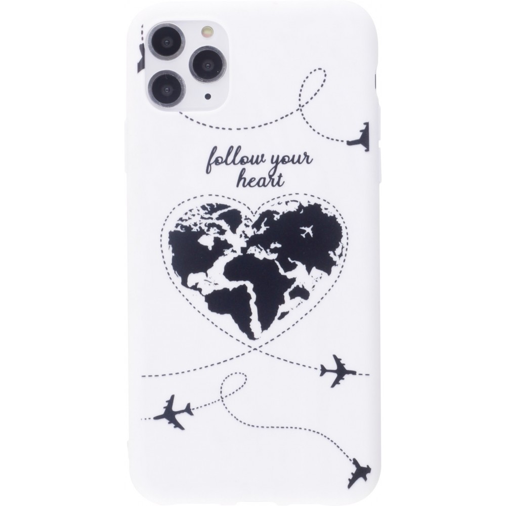 Coque iPhone 12 Pro Max - Silicone Mat Travel heart