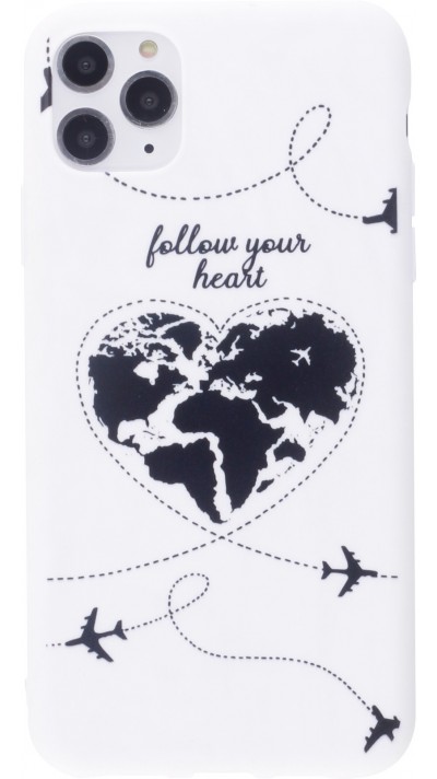 Coque iPhone 11 Pro - Silicone Mat Travel heart