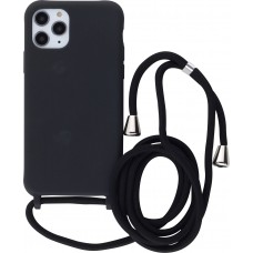 Hülle iPhone 11 Pro - Silikon Matte mit Seil - Schwarz