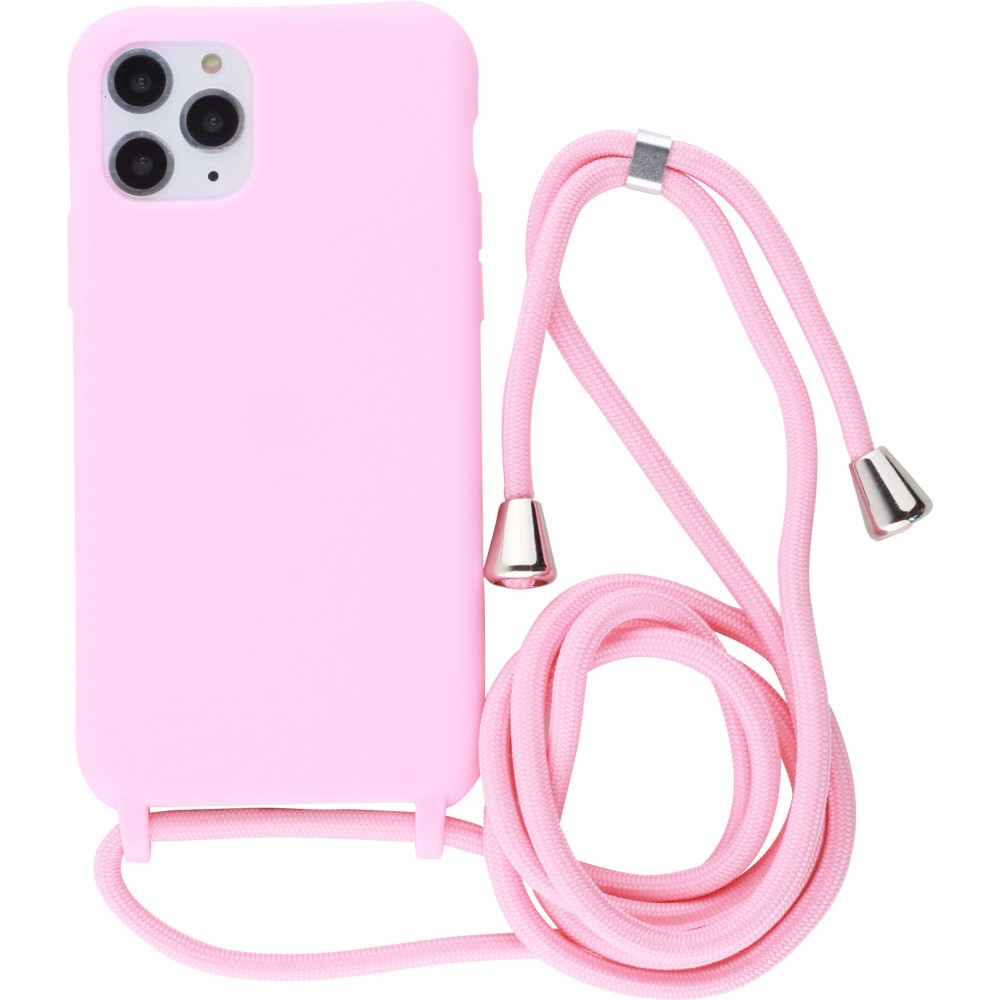 Coque iPhone 11 Pro - Silicone Mat avec lacet - Rose clair