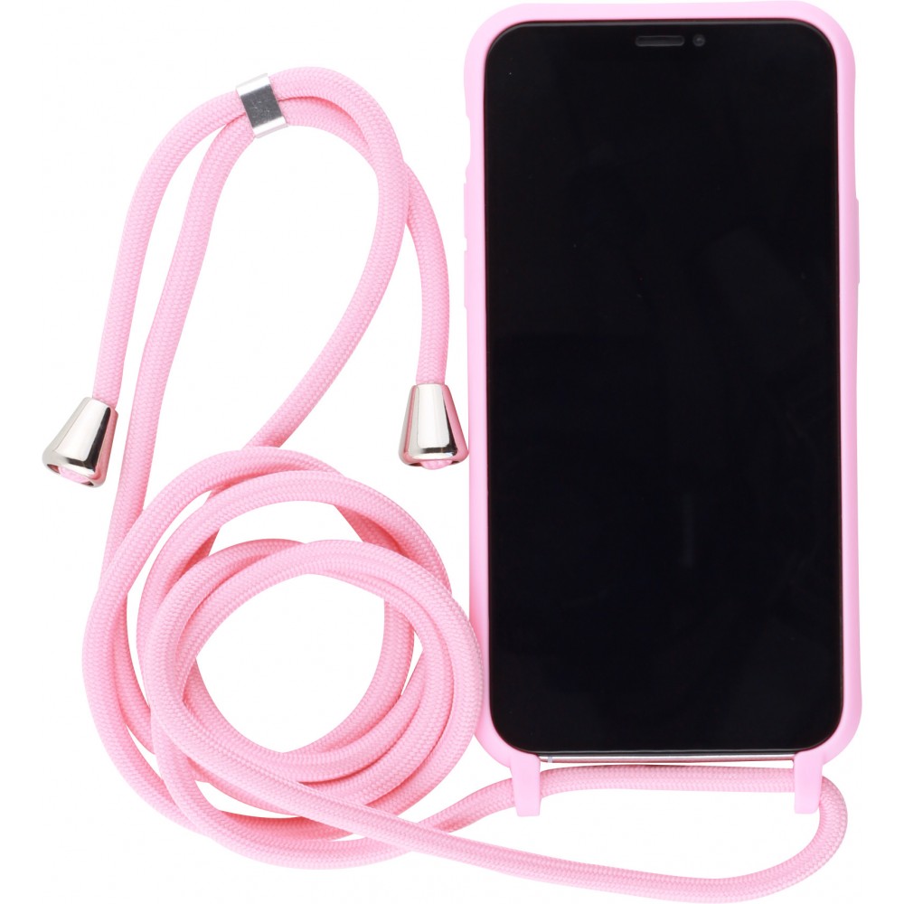 Coque iPhone 11 Pro - Silicone Mat avec lacet - Rose clair