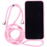 Hülle iPhone 11 Pro - Silikon Matte mit Seil hell- Rosa