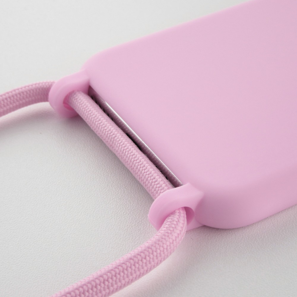 Hülle iPhone 11 Pro - Silikon Matte mit Seil hell- Rosa