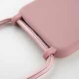 Coque iPhone 11 Pro - Silicone Mat avec lacet rose pâle