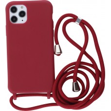Coque iPhone 11 Pro - Silicone Mat avec lacet - Rouge