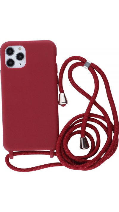 Hülle iPhone 11 Pro - Silikon Matte mit Seil - Rot