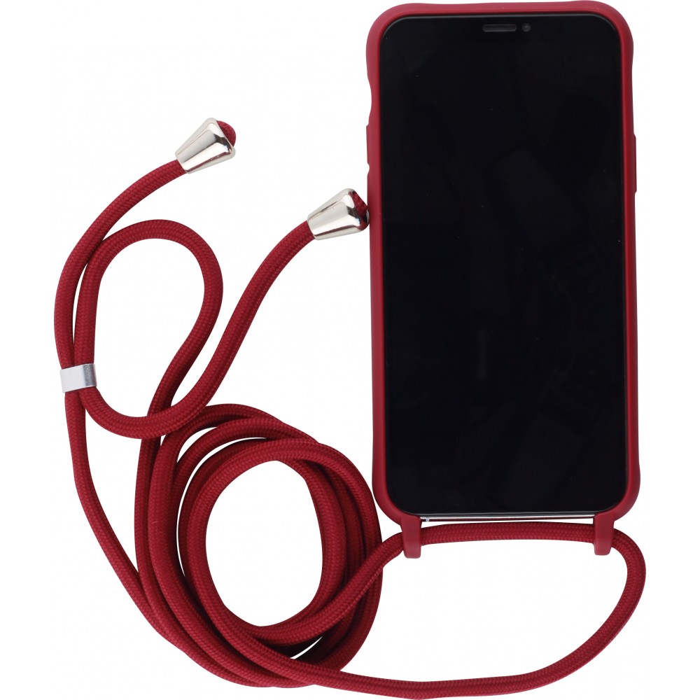 Coque iPhone 11 Pro - Silicone Mat avec lacet - Rouge