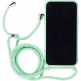 Coque iPhone 11 Pro - Silicone Mat avec lacet vert clair