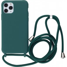 Hülle iPhone 11 Pro - Silikon Matte mit Seil - Dunkelgrün