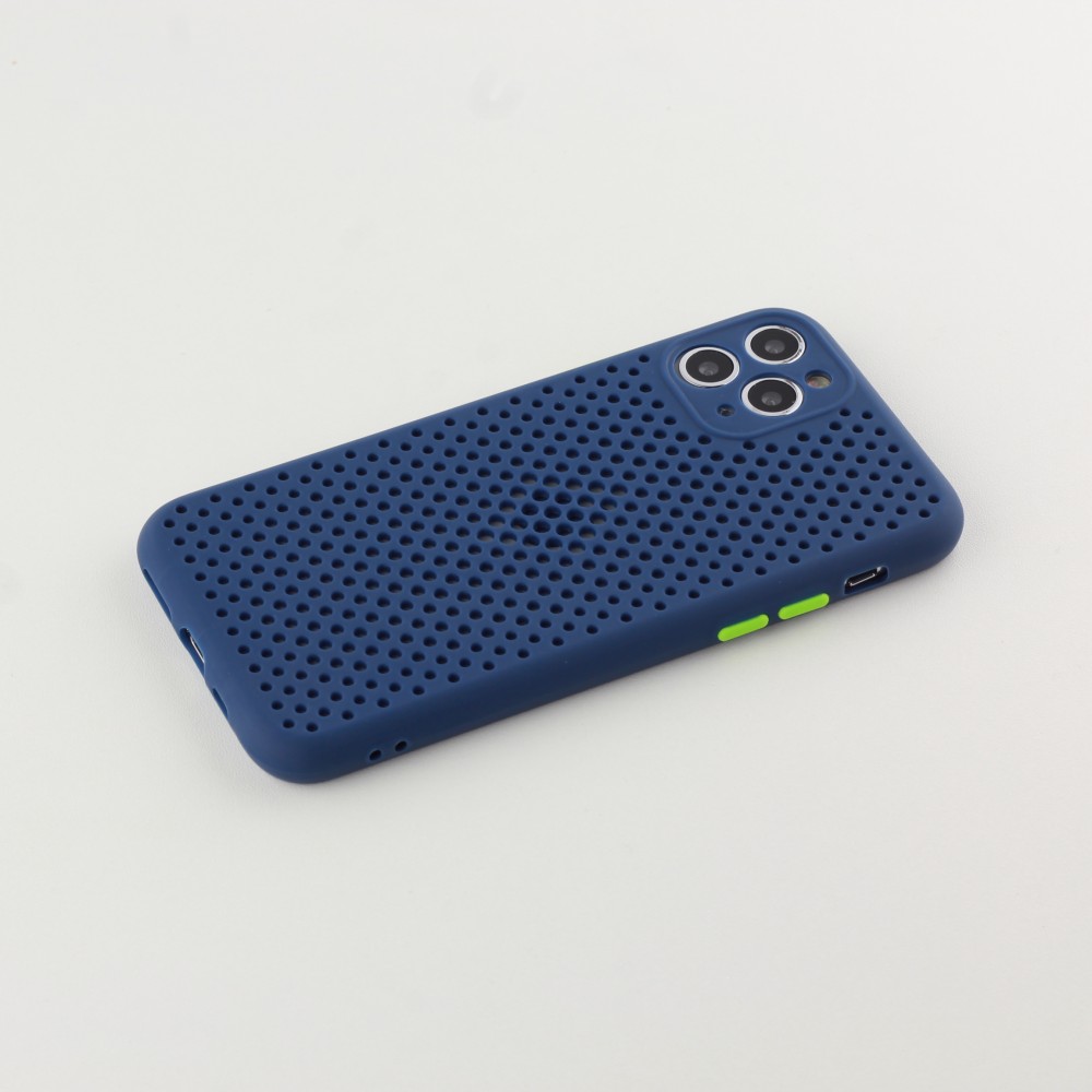 Coque iPhone 11 Pro - Silicone Mat avec trous - Bleu