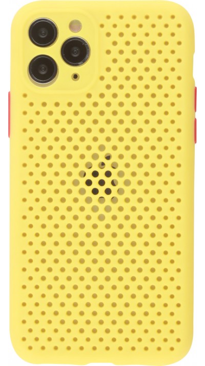 Coque iPhone 11 Pro - Silicone Mat avec trous jaune