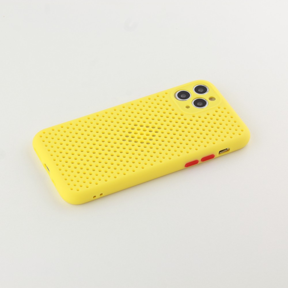 Hülle iPhone 11 Pro - Silicone Mat mit Löchern - Gelb