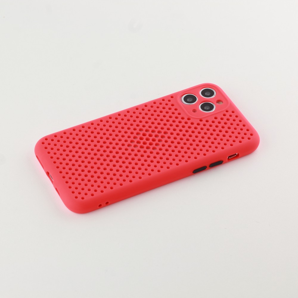 Coque iPhone 11 Pro - Silicone Mat avec trous - Rouge