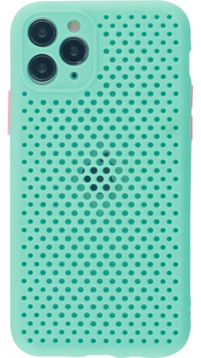 Coque iPhone 11 Pro Max - Silicone Mat avec trous - Turquoise