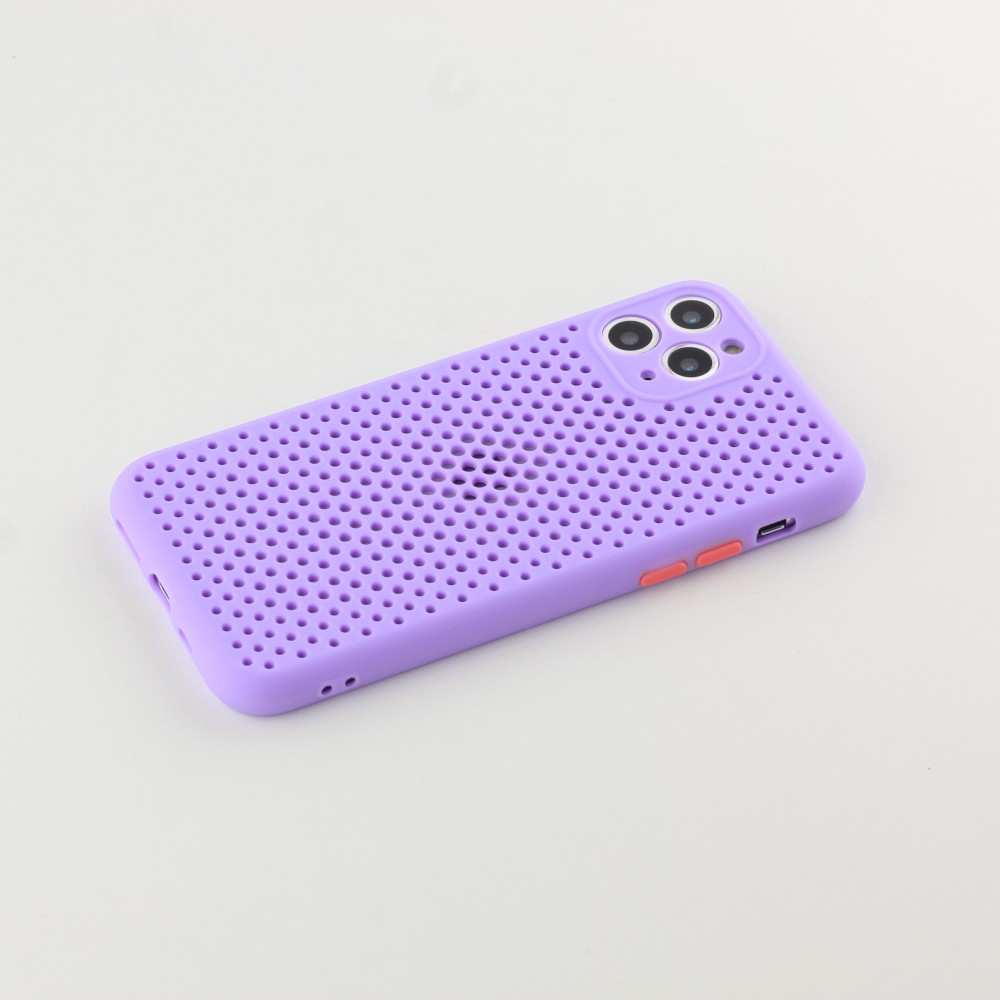 Coque iPhone 11 Pro Max - Silicone Mat avec trous - Violet