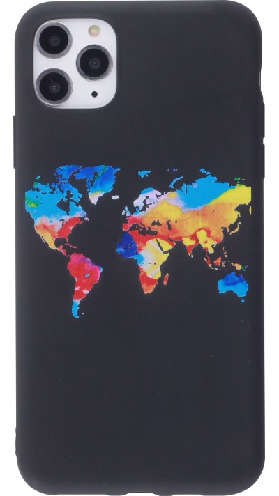 Coque iPhone 11 Pro - Silicone Mat colorful map