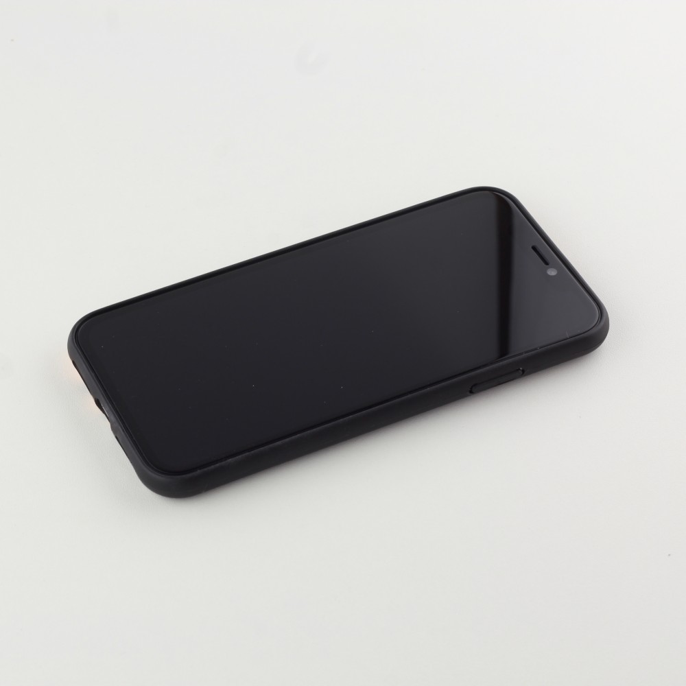 Coque iPhone 11 Pro Max - Silicone Mat demi noir léopard