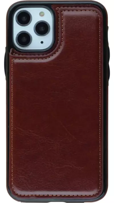 Coque iPhone 11 Pro - Wallet Premium Cards - Brun