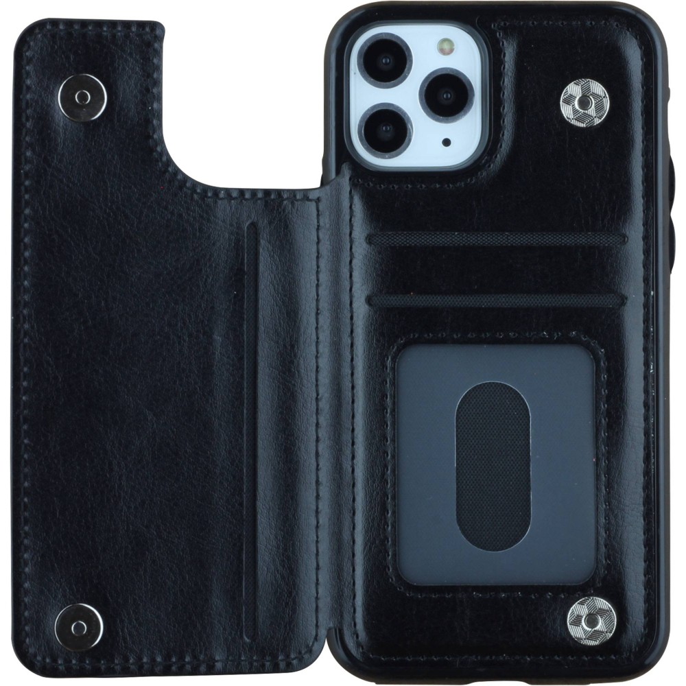 Coque iPhone 11 Pro Max - Wallet Premium Cards - Noir