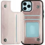 Coque iPhone 11 Pro Max - Wallet Premium Cards or - Rose