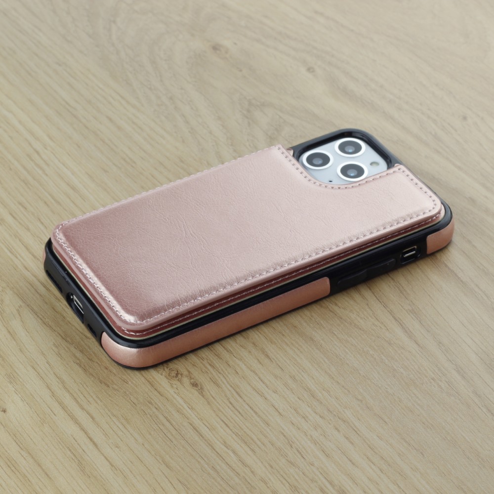 Coque iPhone 11 Pro - Wallet Premium Cards or - Rose