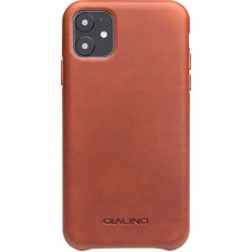 Coque iPhone 11 - Qialino cuir véritable - Brun