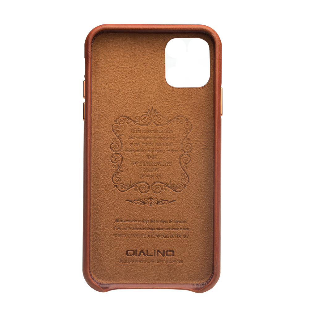 Coque iPhone 11 - Qialino cuir véritable - Brun