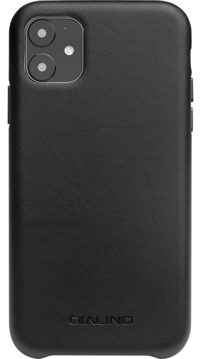 Coque iPhone 11 - Qialino cuir véritable - Noir