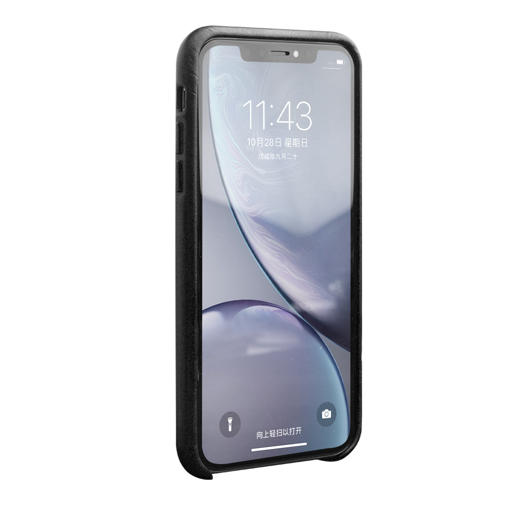 Coque iPhone 11 - Qialino cuir véritable - Noir