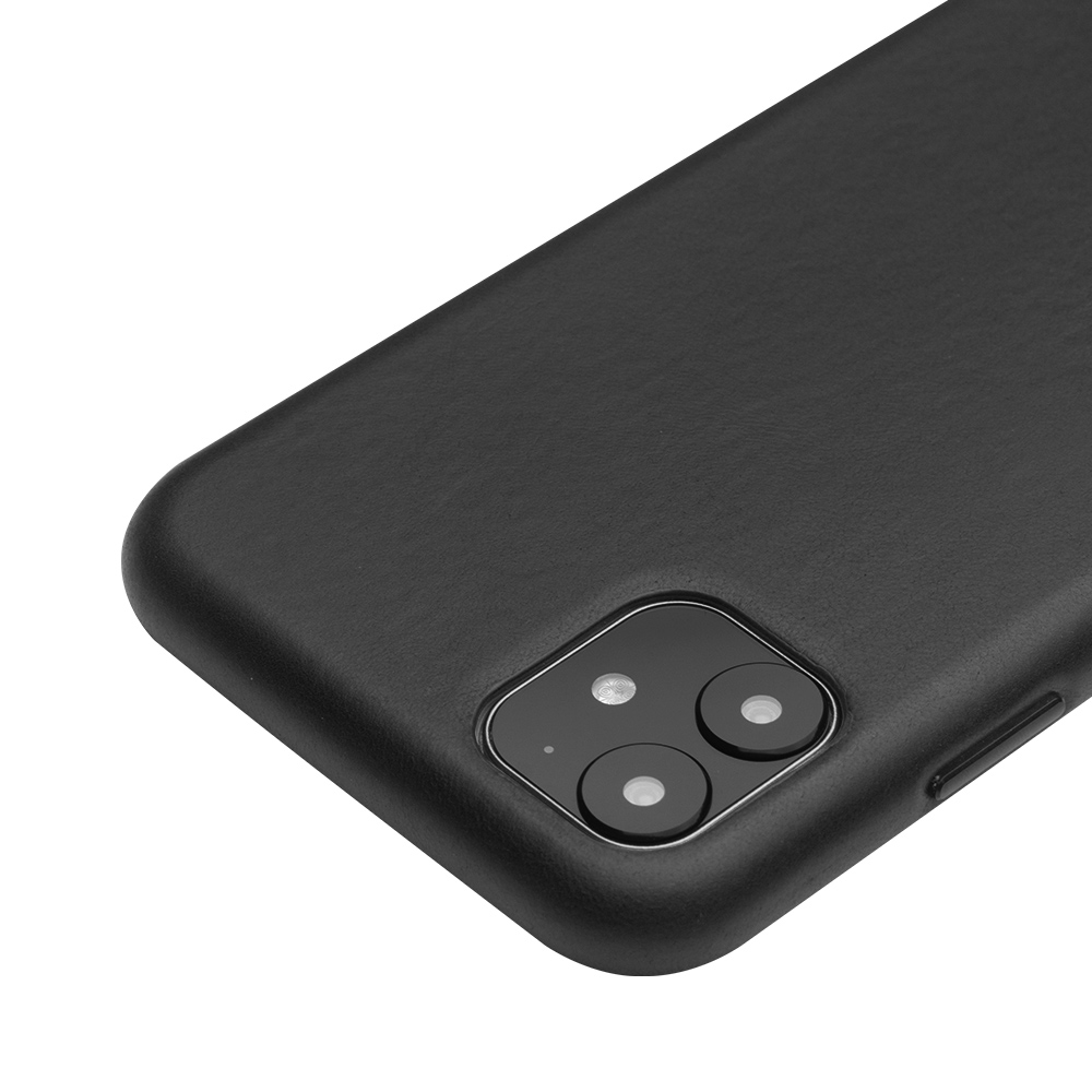 Coque iPhone 11 - Qialino cuir véritable - Noir