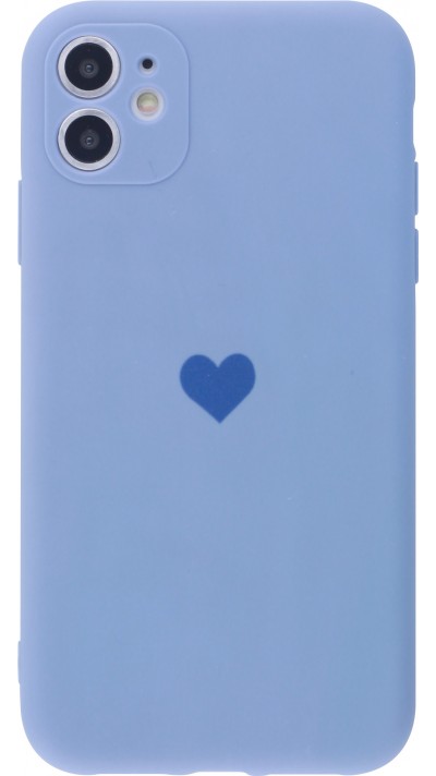 Coque iPhone 12 - Silicone Mat Coeur - Lavande