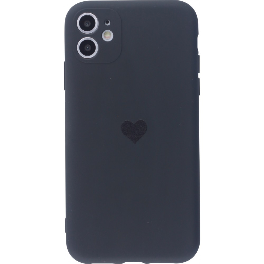 Coque iPhone 7 Plus / 8 Plus - Silicone Mat Coeur - Noir