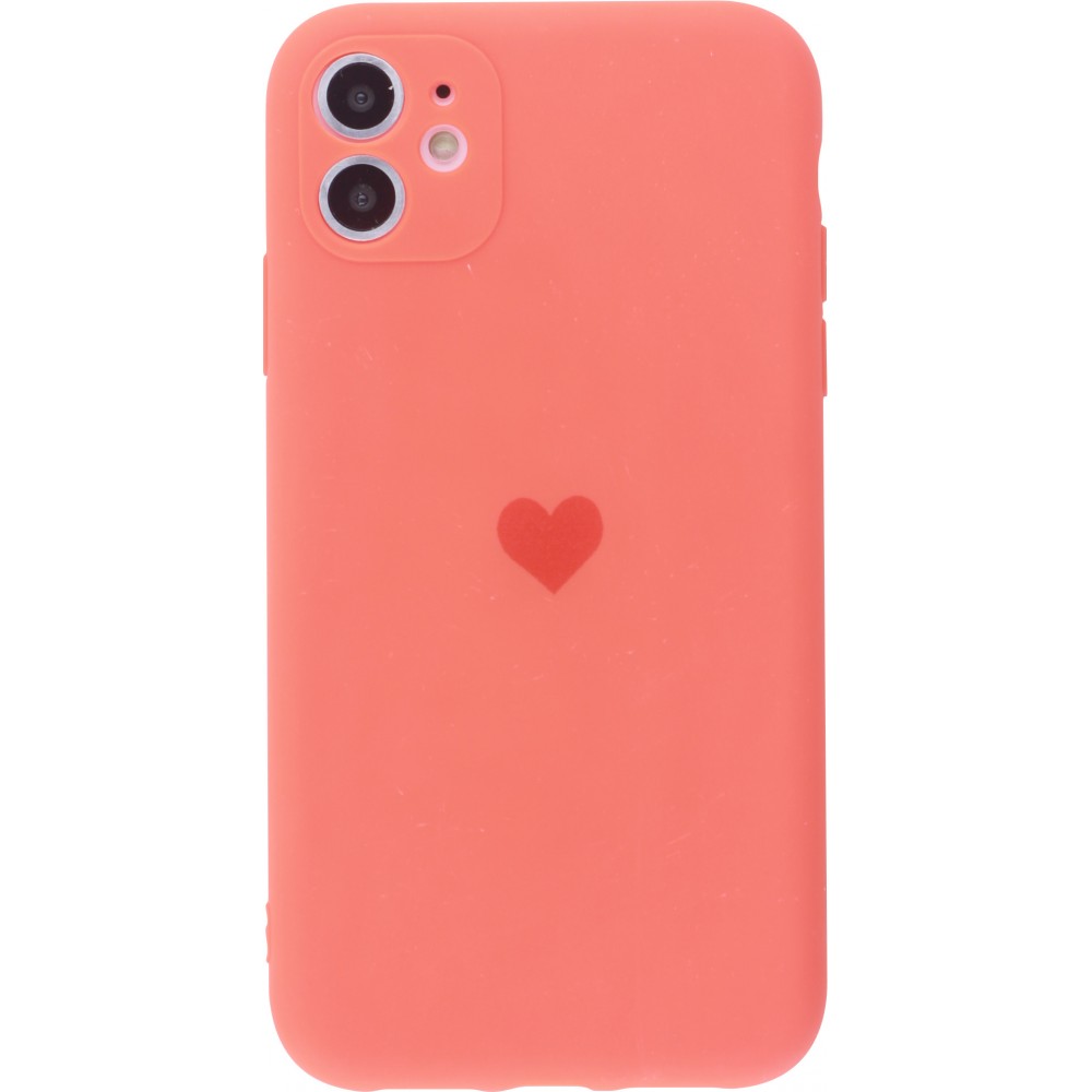 Hülle iPhone 12 - Silikon Mat Herz - Orange