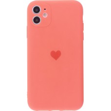 Coque iPhone 12 - Silicone Mat Coeur - Orange