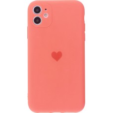 Coque iPhone 11 - Silicone Mat Coeur - Orange