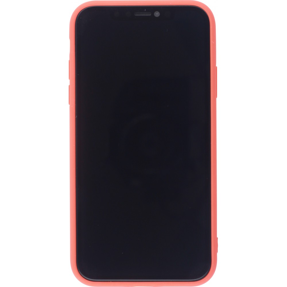 Coque iPhone 12 - Silicone Mat Coeur - Orange
