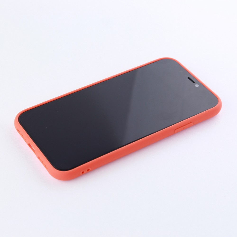 Coque iPhone 12 - Silicone Mat Coeur - Orange