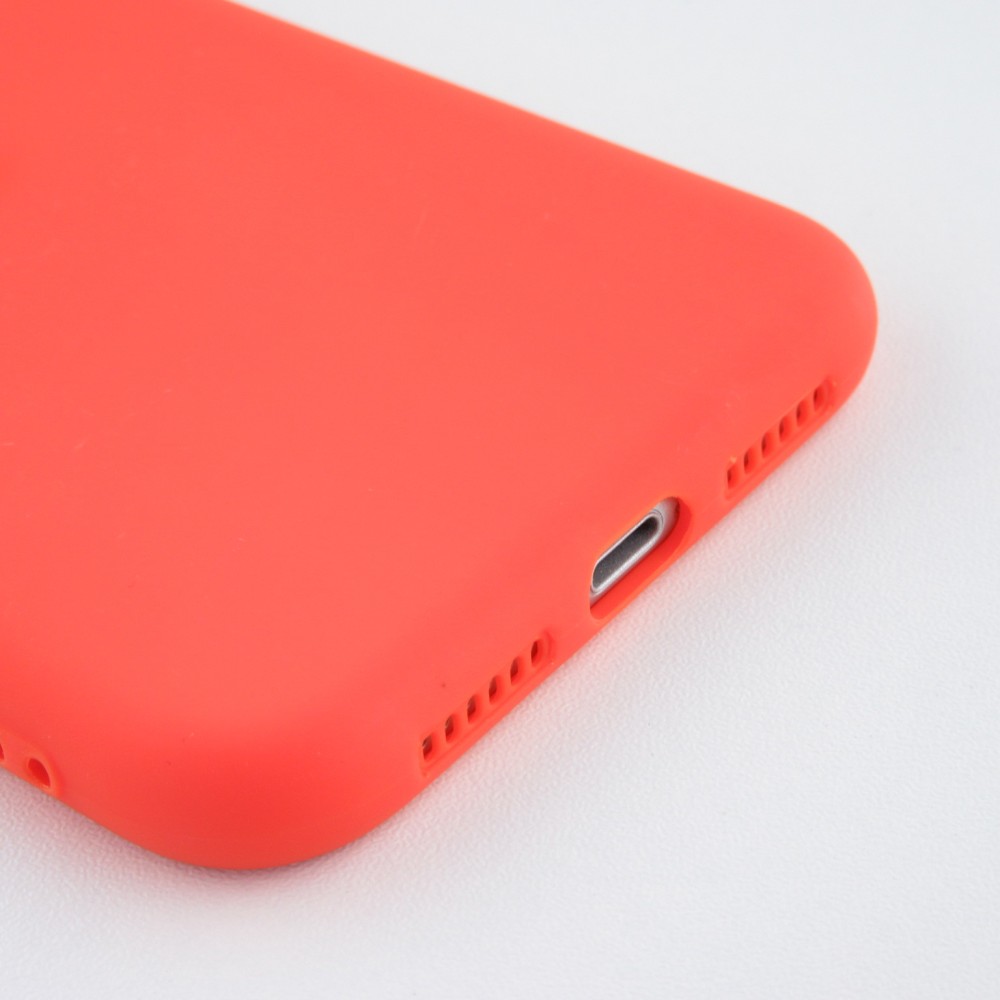 Coque iPhone 12 - Silicone Mat Coeur - Orange