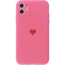 Coque iPhone 12 - Silicone Mat Coeur - Rose