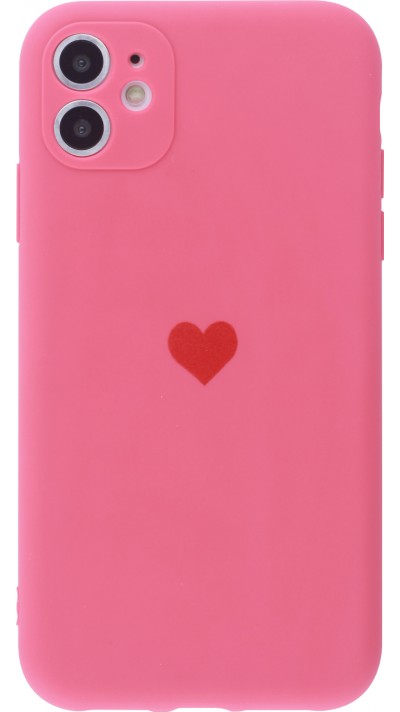 Coque iPhone 12 - Silicone Mat Coeur - Rose